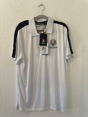 Abacus White Polo with Black Shoulder Panels - 2023 Ryder Cup Marco Simone